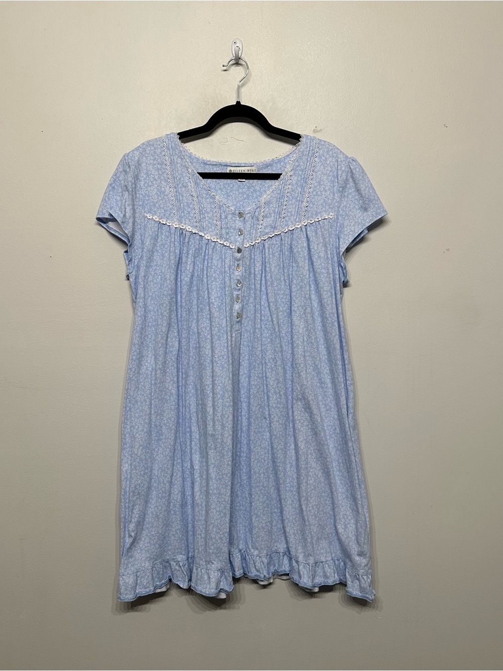 Eileen West Floral Cotton Ruffle Trim Nightgown XL